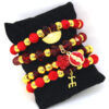 Conjunto de Pulseiras Pomba Gira Vermelho e Dourado