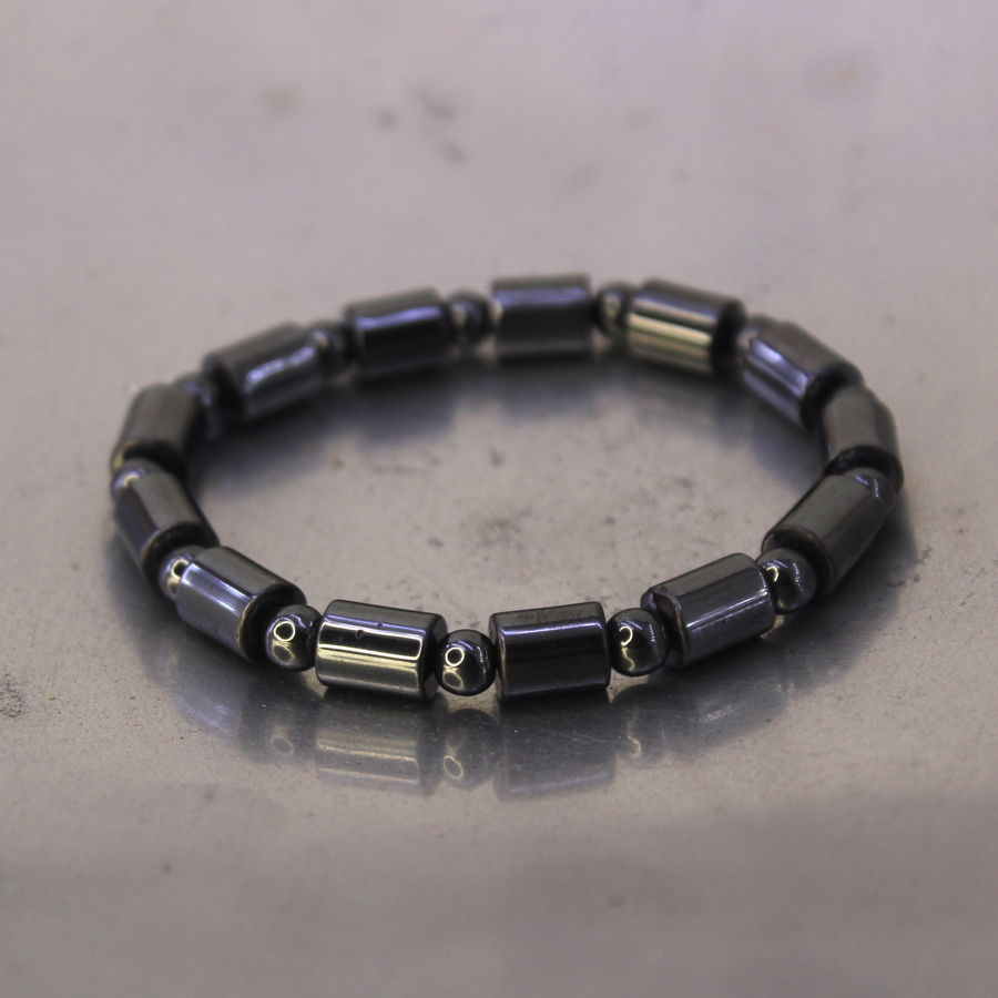 P290 Pulseira de Hematita Intercalada 6mm (12) Pulseira de Hematita Intercalada 6mm