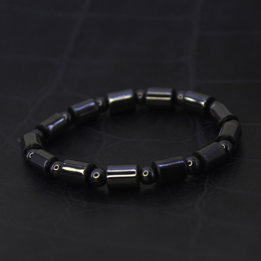 P290 Pulseira de Hematita Intercalada 6mm (7) Pulseira de Hematita Intercalada 6mm