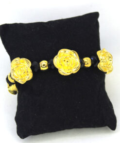 Pulseira de Exu Sete Caveiras Preto e Dourado