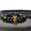 Pulseira Obsidiana Negra com Coroa Dourada