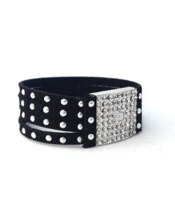 Pulseira Preta com Fecho de Strass (Imã)