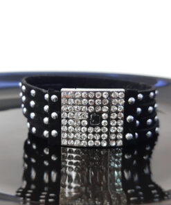 Pulseira Preta com Fecho de Strass (Imã)