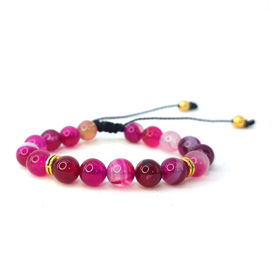 P309 Pulseira Agata Pink Pedra Natural (4) Pulseira Agata Pink Pedra Natural