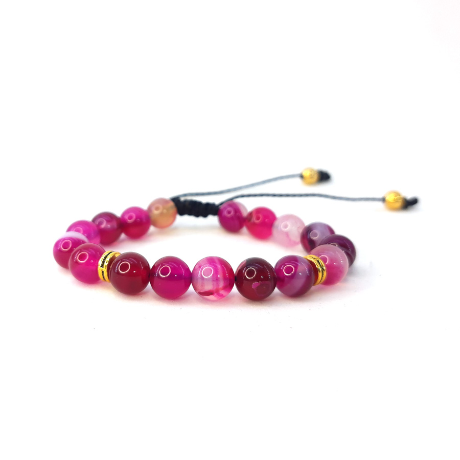 P309 Pulseira Agata Pink Pedra Natural (5) Pulseira Agata Pink Pedra Natural