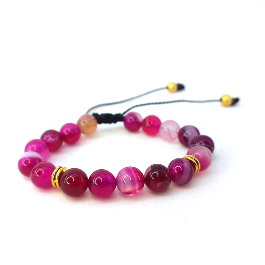P309 Pulseira Agata Pink Pedra Natural (6) Pulseira Agata Pink Pedra Natural