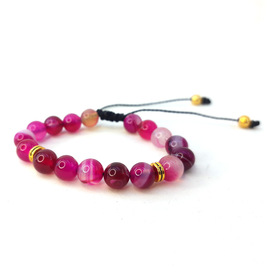 P309 Pulseira Agata Pink Pedra Natural (7) Pulseira Agata Pink Pedra Natural