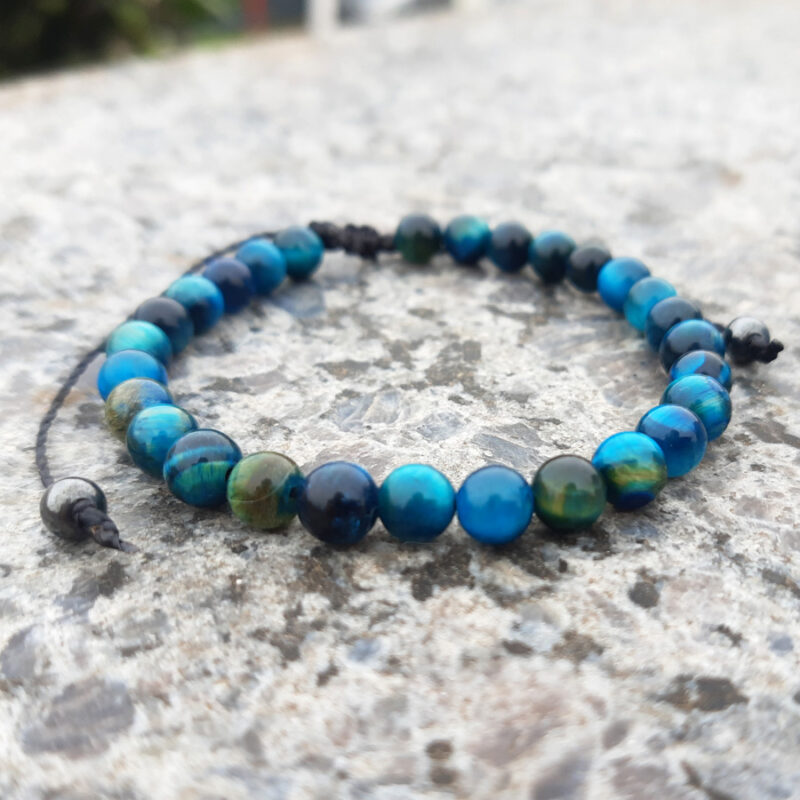 Pulseira de Olho de Tigre Azul Celeste