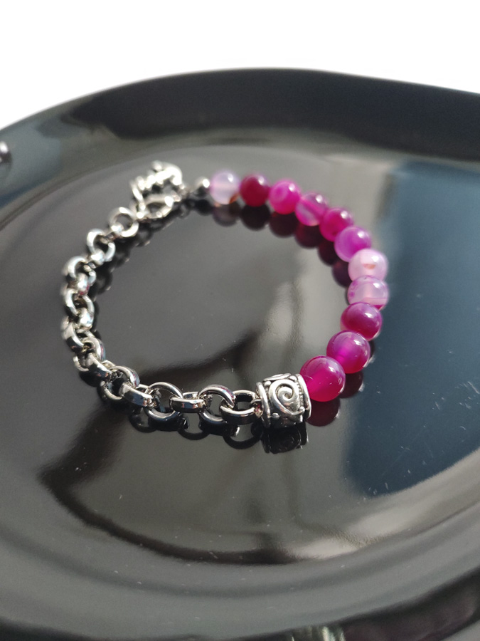 P312 - Pulseira Metá-Metá Ágata Pink (15) P312 - Pulseira Metá-Metá Ágata Pink
