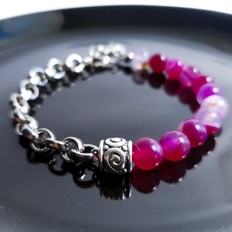 P312 - Pulseira Metá-Metá Ágata Pink (2) P312 - Pulseira Metá-Metá Ágata Pink