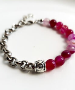 P312 - Pulseira Metá-Metá Ágata Pink