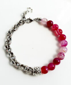 P312 - Pulseira Metá-Metá Ágata Pink