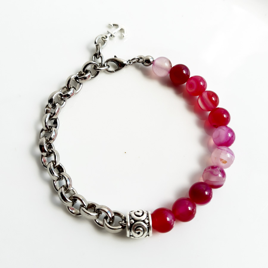 P312 - Pulseira Metá-Metá Ágata Pink (27) P312 - Pulseira Metá-Metá Ágata Pink