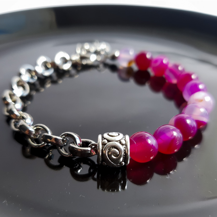 P312 - Pulseira Metá-Metá Ágata Pink (4) P312 - Pulseira Metá-Metá Ágata Pink