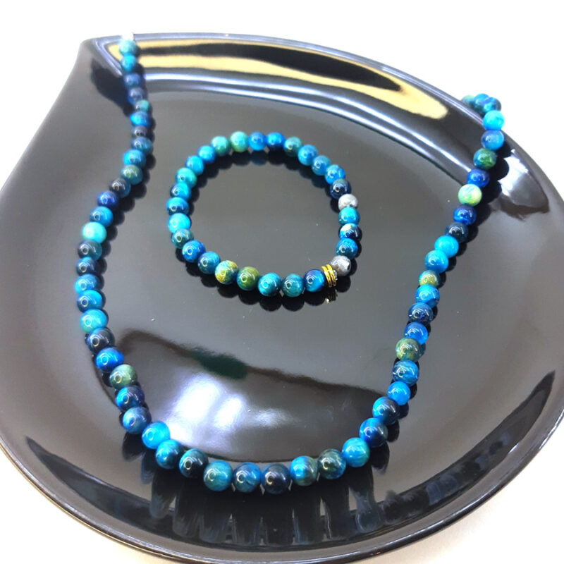 Pulseira de Pedra Olho de Tigre Azul Celeste
