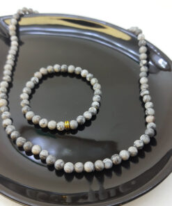 Pulseira de Pedra Jaspe cinza