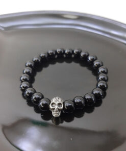 Pulseira de Pérola Negra com Caveira