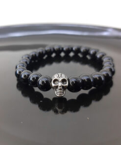 Pulseira de Pérola Negra com Caveira