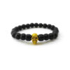 Pulseira de Pérola Negra com Caveira Dourada