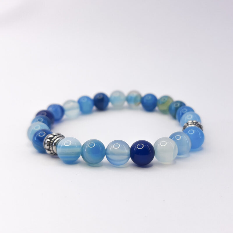 P324 Pulseira Pedra Ágata Azul