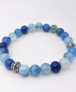 P324 Pulseira Pedra Ágata Azul