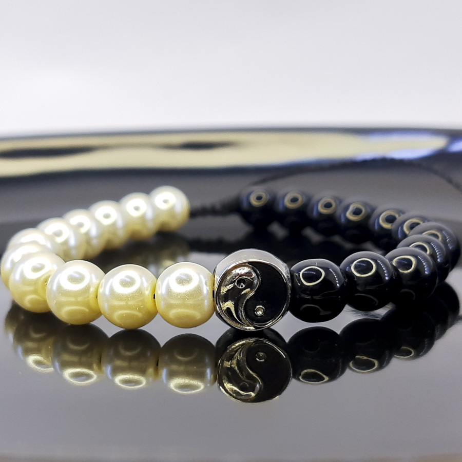 P325 Pulseira Pérola Yin Yang (1) P325 Pulseira Pérola Yin Yang