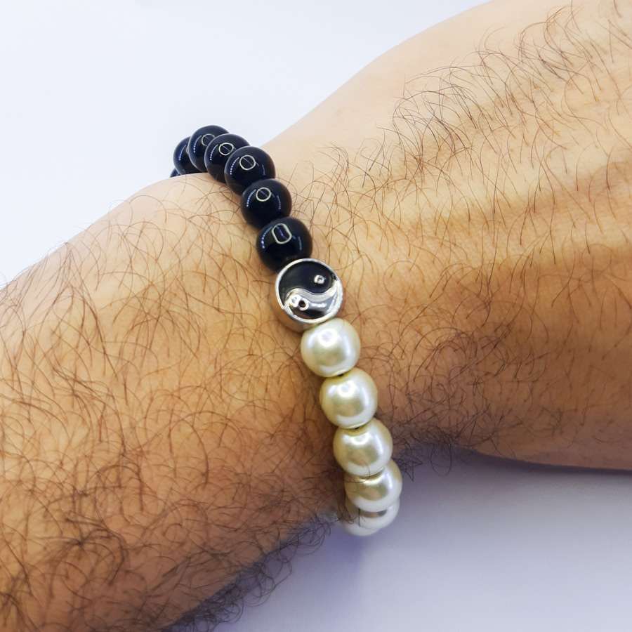 P325 Pulseira Pérola Yin Yang (19) P325 Pulseira Pérola Yin Yang