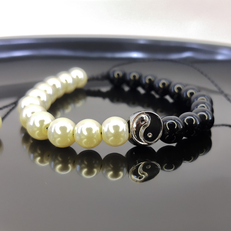 P325 Pulseira Pérola Yin Yang (5) P325 Pulseira Pérola Yin Yang