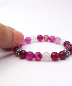 P327 Pulseira Pedra Ágata Pink