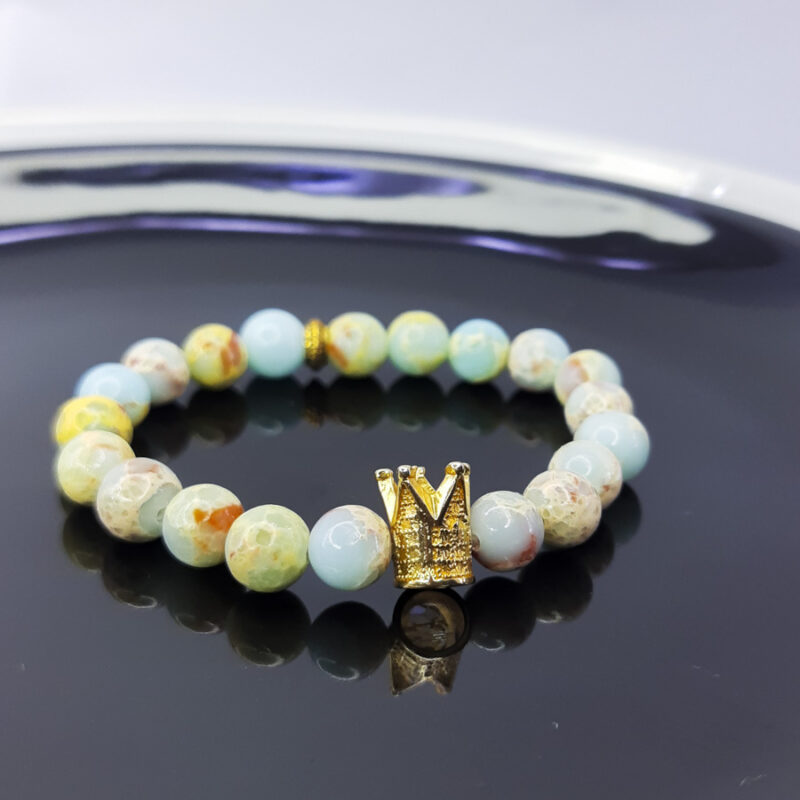 P328 Pulseira Jaspe Imperial com Coroa