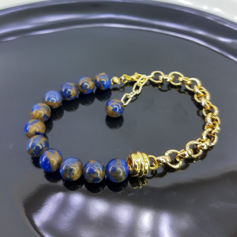 P332 Pulseira Metá Metá Ágata Blue Lake