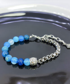 P334 Pulseira Metá Metá Ágata Azul