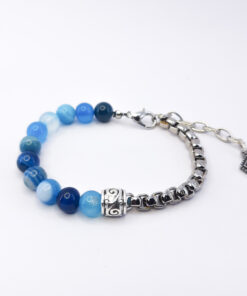 P334 Pulseira Metá Metá Ágata Azul