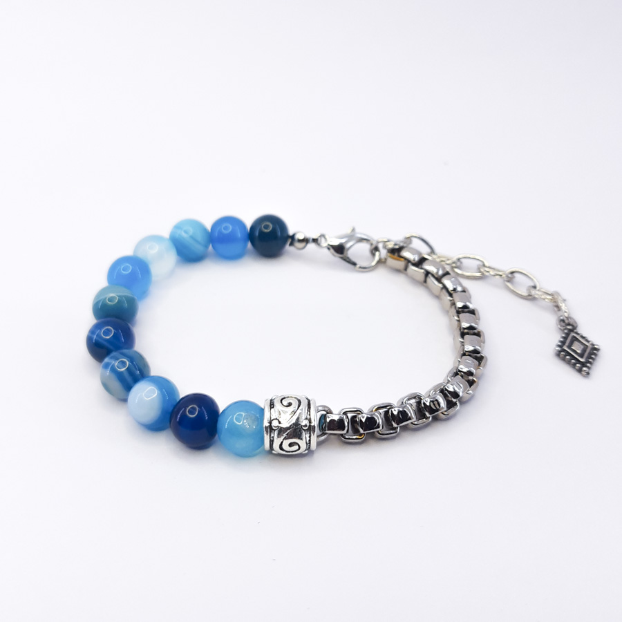 P334 Pulseira Metá Metá Ágata Azul (2) P334 Pulseira Metá Metá Ágata Azul