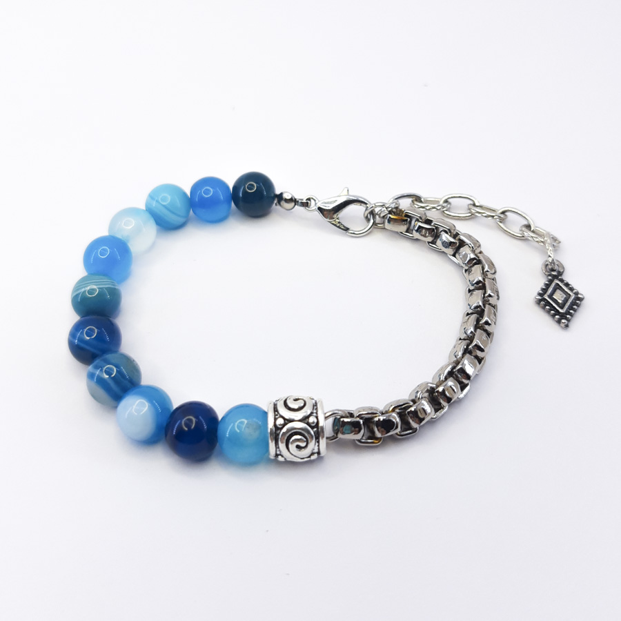 P334 Pulseira Metá Metá Ágata Azul (6) P334 Pulseira Metá Metá Ágata Azul