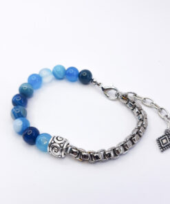 P334 Pulseira Metá Metá Ágata Azul