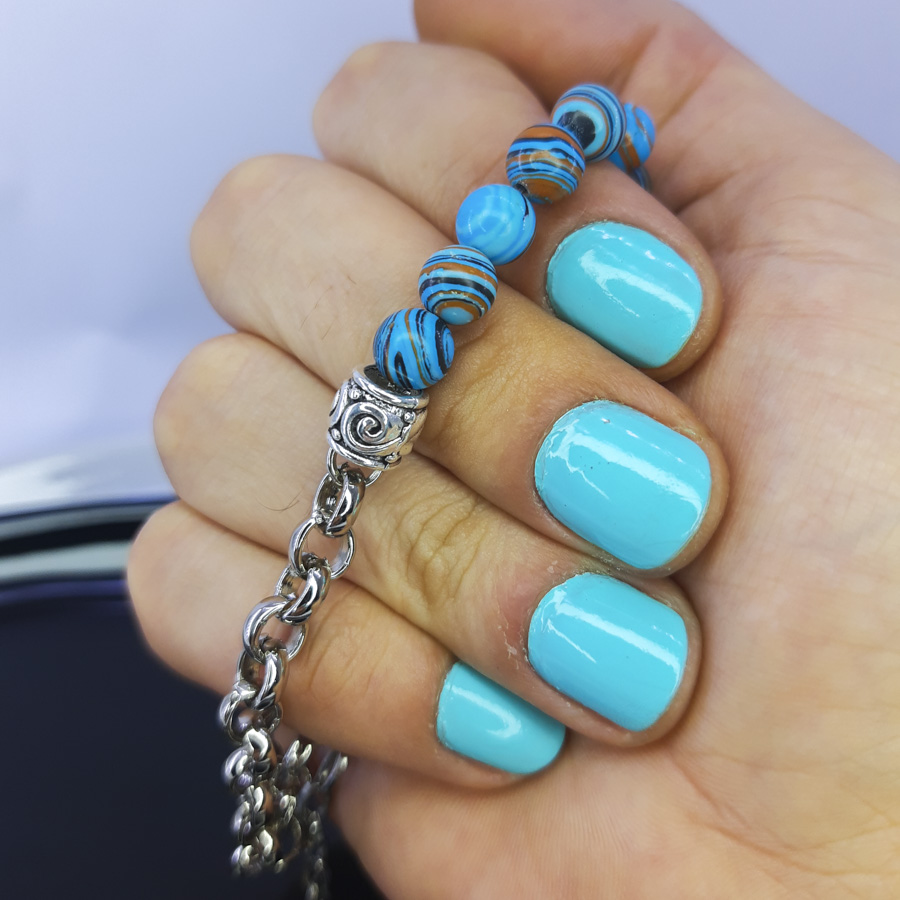 P345 Pulseira Metá Metá Malaquita Azul (11) P345 Pulseira Metá Metá Malaquita Azul