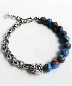 P345 - Pulseira Metá-Metá Malaquita Azul
