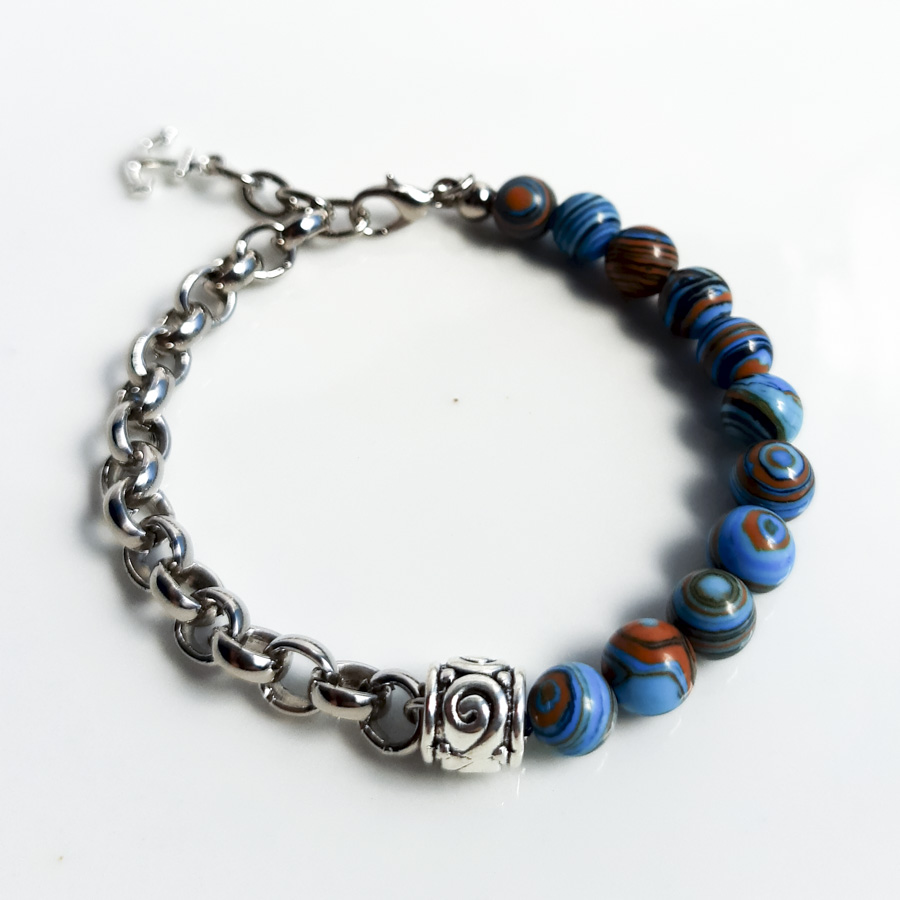 P345 - Pulseira Metá-Metá Malaquita Azul (15) P345 - Pulseira Metá-Metá Malaquita Azul