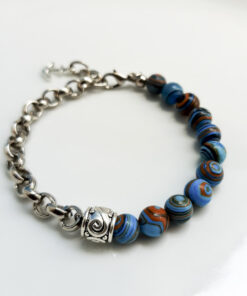 P345 - Pulseira Metá-Metá Malaquita Azul