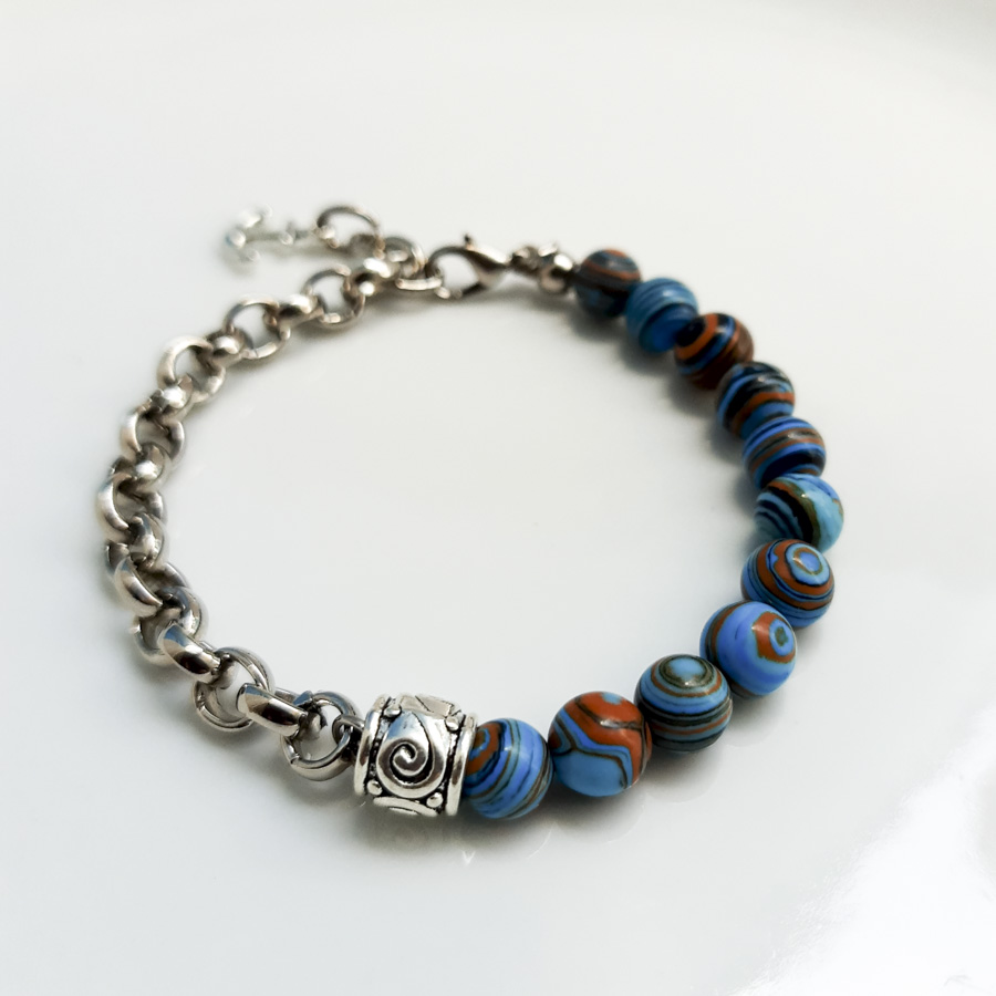 P345 - Pulseira Metá-Metá Malaquita Azul (4) P345 - Pulseira Metá-Metá Malaquita Azul