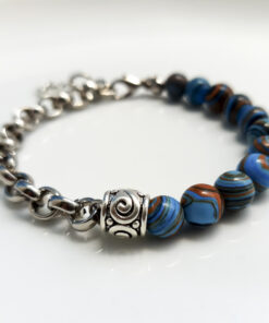 P345 - Pulseira Metá-Metá Malaquita Azul