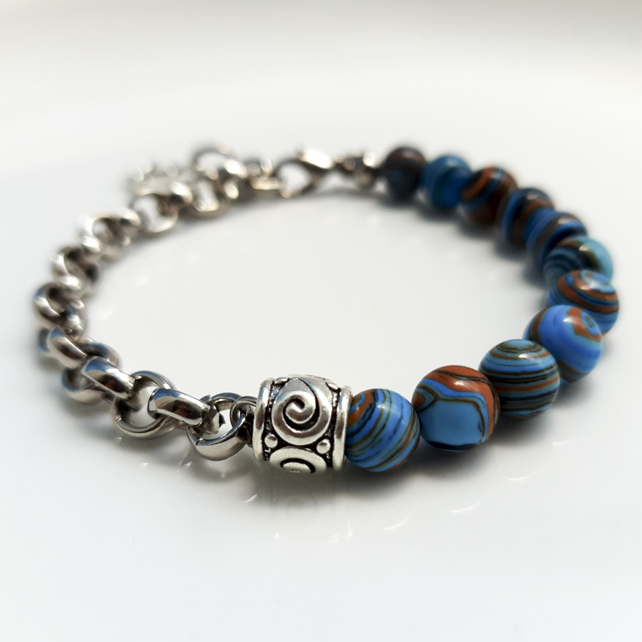 P345 - Pulseira Metá-Metá Malaquita Azul (6) P345 - Pulseira Metá-Metá Malaquita Azul