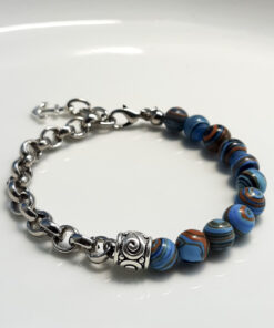 P345 - Pulseira Metá-Metá Malaquita Azul
