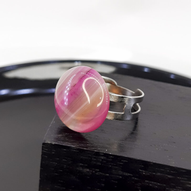 A017 Anel de Pedra Ágata Pink