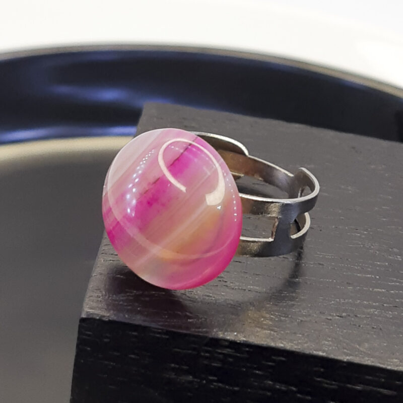 A017 Anel de Pedra Ágata Pink