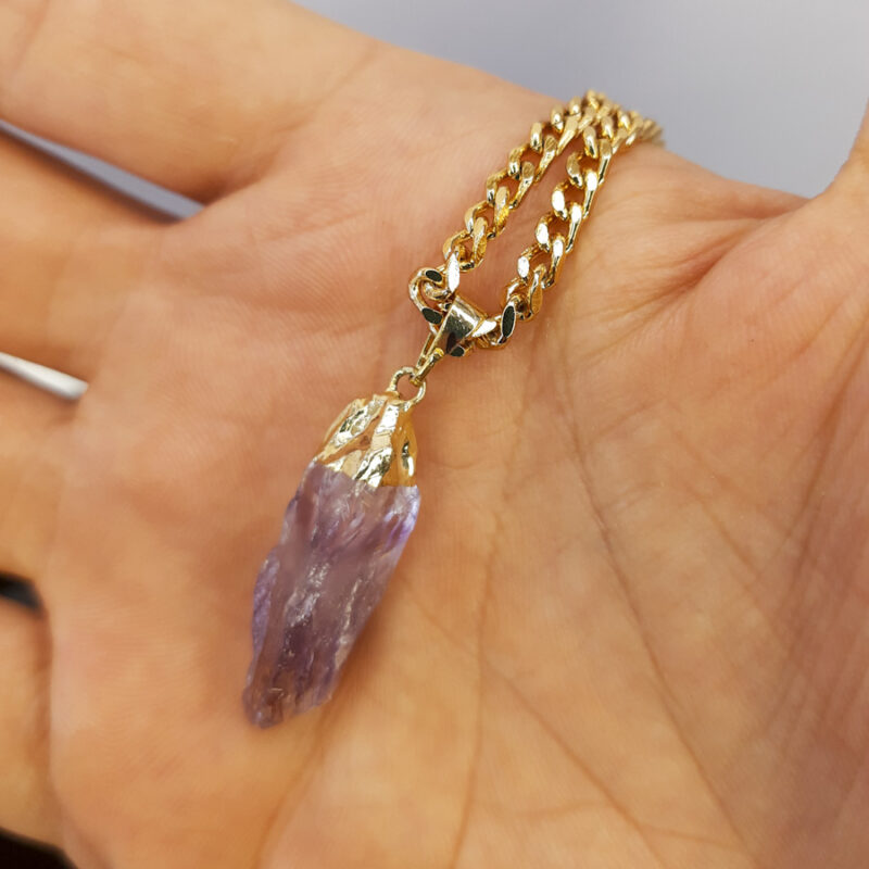 C168 Colar Pedra Ametista Bruta