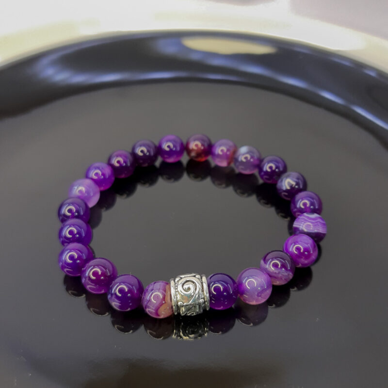 P355 Pulseira Pedra Ágata Roxa