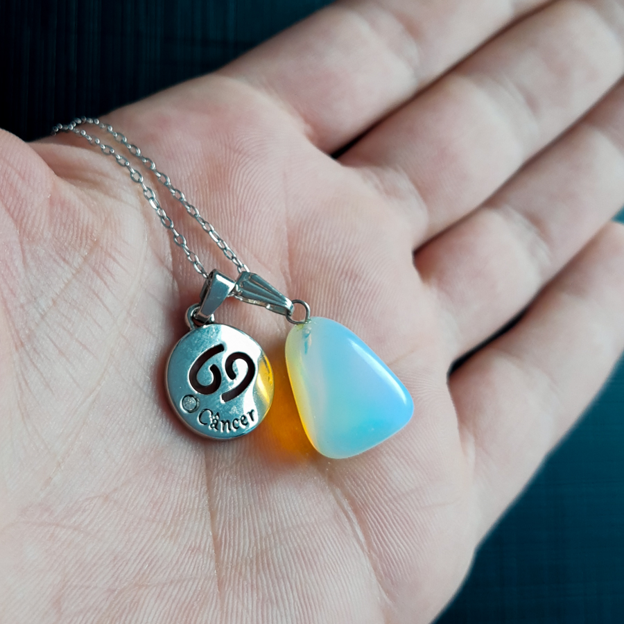 C180 - Colar do Signo Cancer com Pedra da Lua (1) C180 - Colar do Signo Cancer com Pedra da Lua