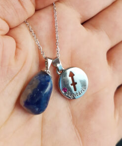 C183 - Colar de Signo Sagitário com Pedra Sodalita